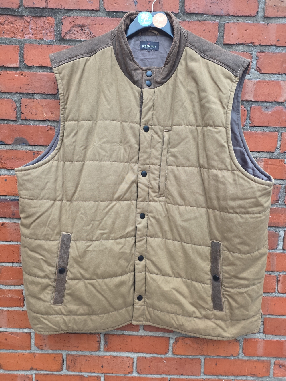 Jeremiah American Legacy Canvas Puffer Vest Brown Tan Men's XXL 58" Chest